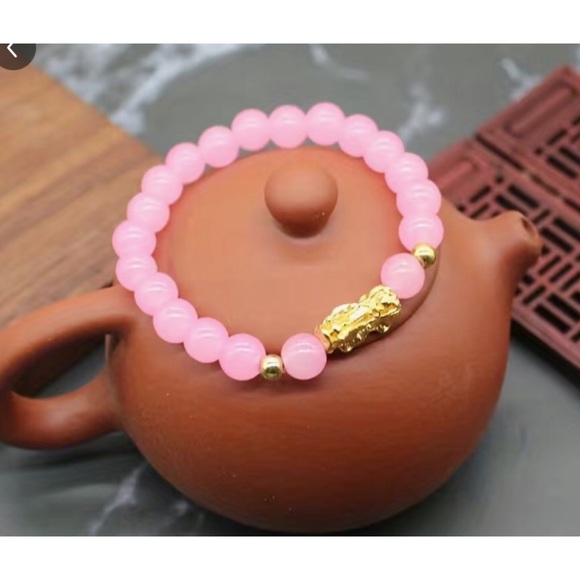 IMITATION AGATE PINK BEAD BRACELET - Picture 3 of 3